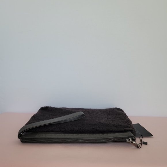 VIAVENETO Delilah Curly Lambskin Shearling Large Pouch/Wristlet- Chocolate Brown - Picture 8 of 16